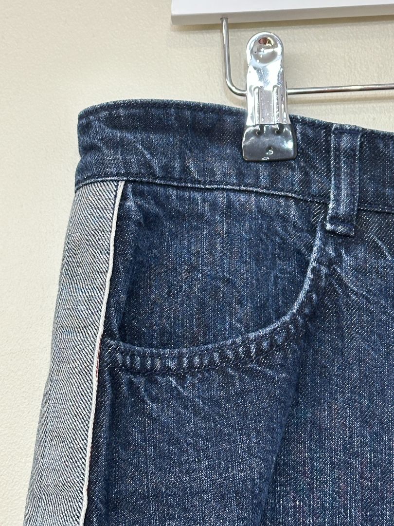 Toast Blue Denim Side Stripe Skirt - Size 12