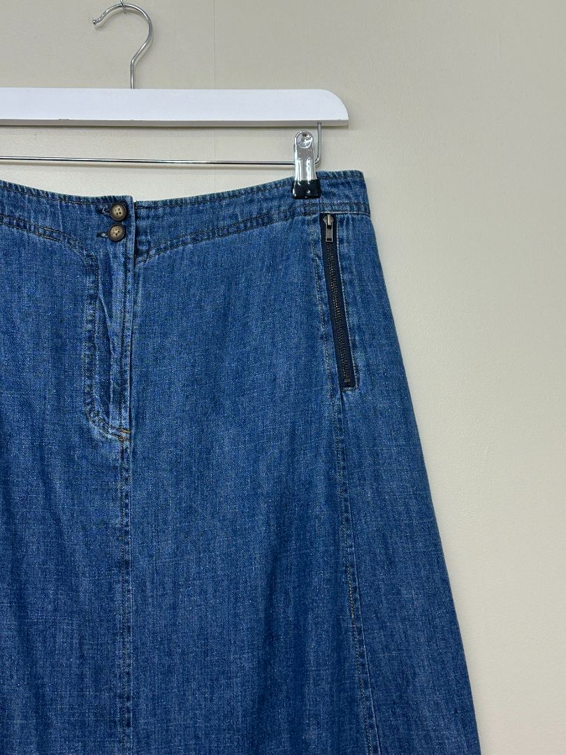 Poetry Blue Denim Midi Skirt - Size 12