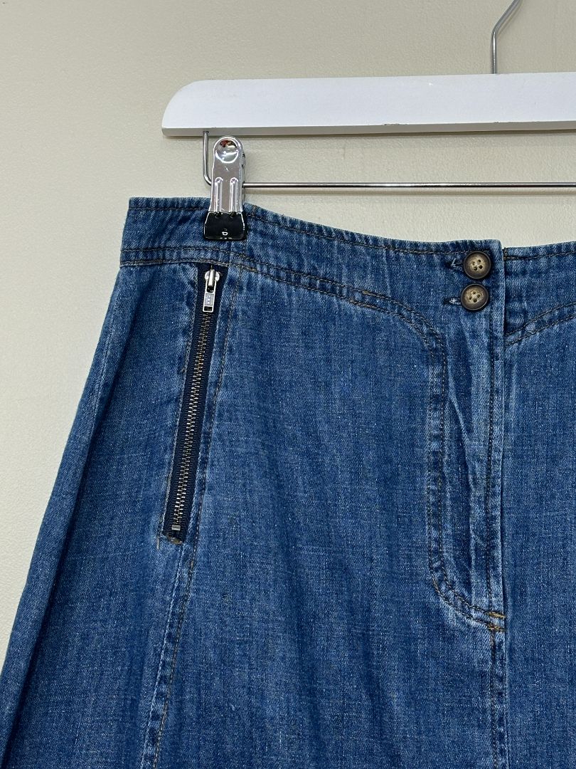 Poetry Blue Denim Midi Skirt - Size 12