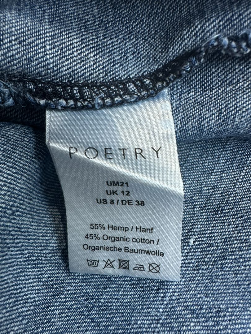 Poetry Blue Denim Midi Skirt - Size 12