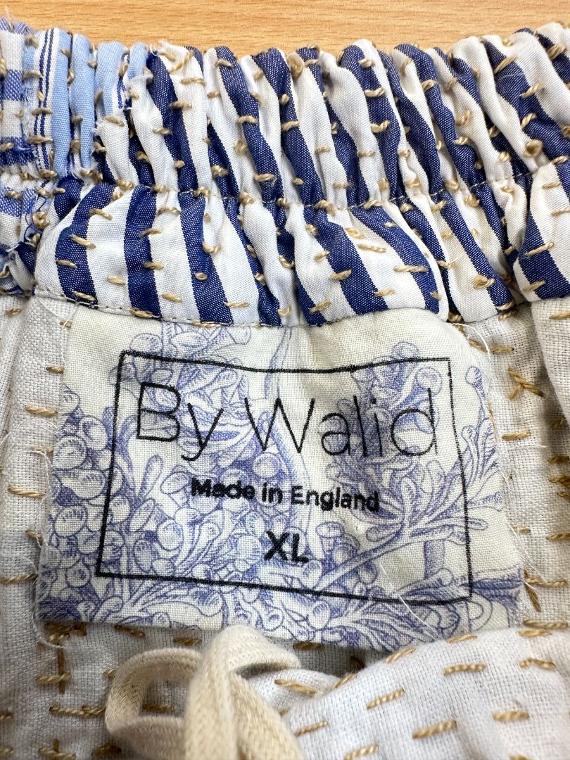 By Walid Blue Quilted Flared Midi Skirt - Size XL