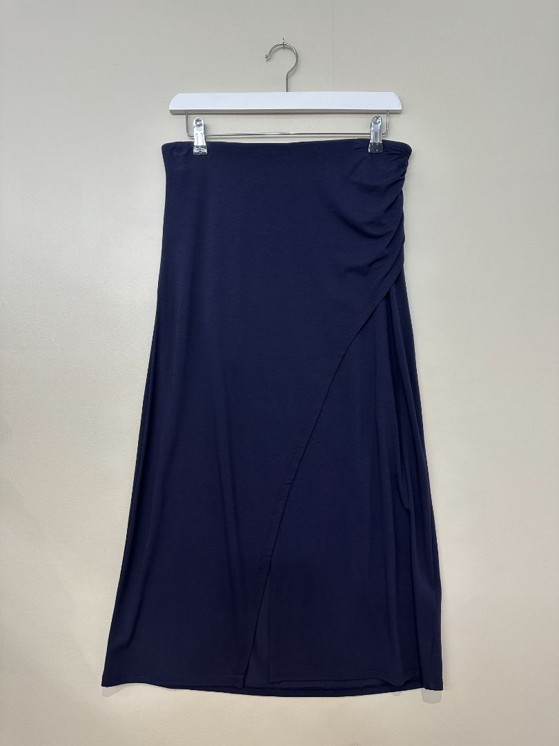 Boden Navy Blue Midi Wrap Gathered Waist Skirt - Size 12
