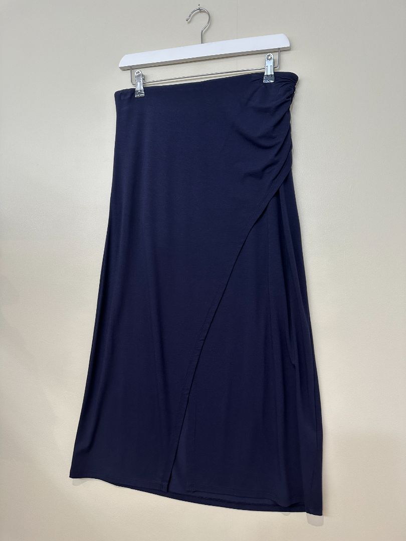 Boden Navy Blue Midi Wrap Gathered Waist Skirt - Size 12