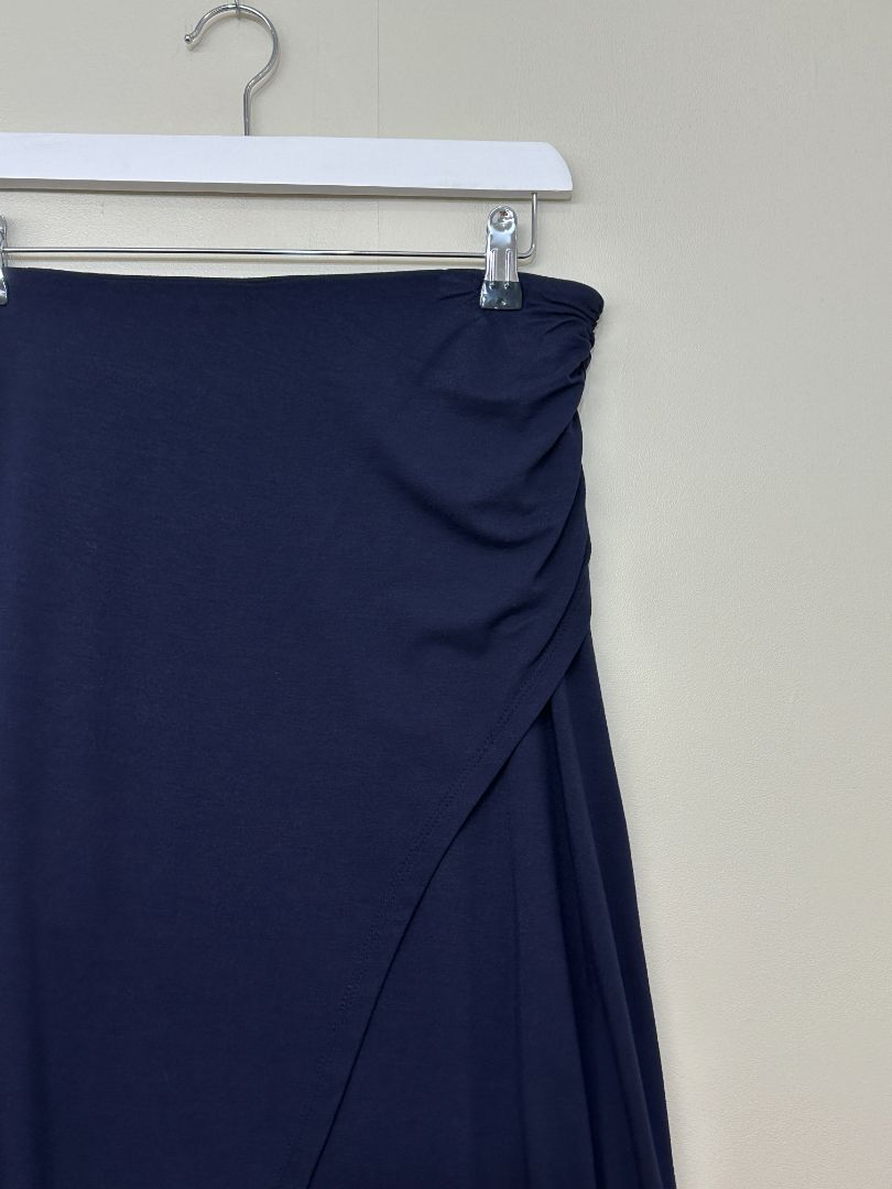 Boden Navy Blue Midi Wrap Gathered Waist Skirt - Size 12
