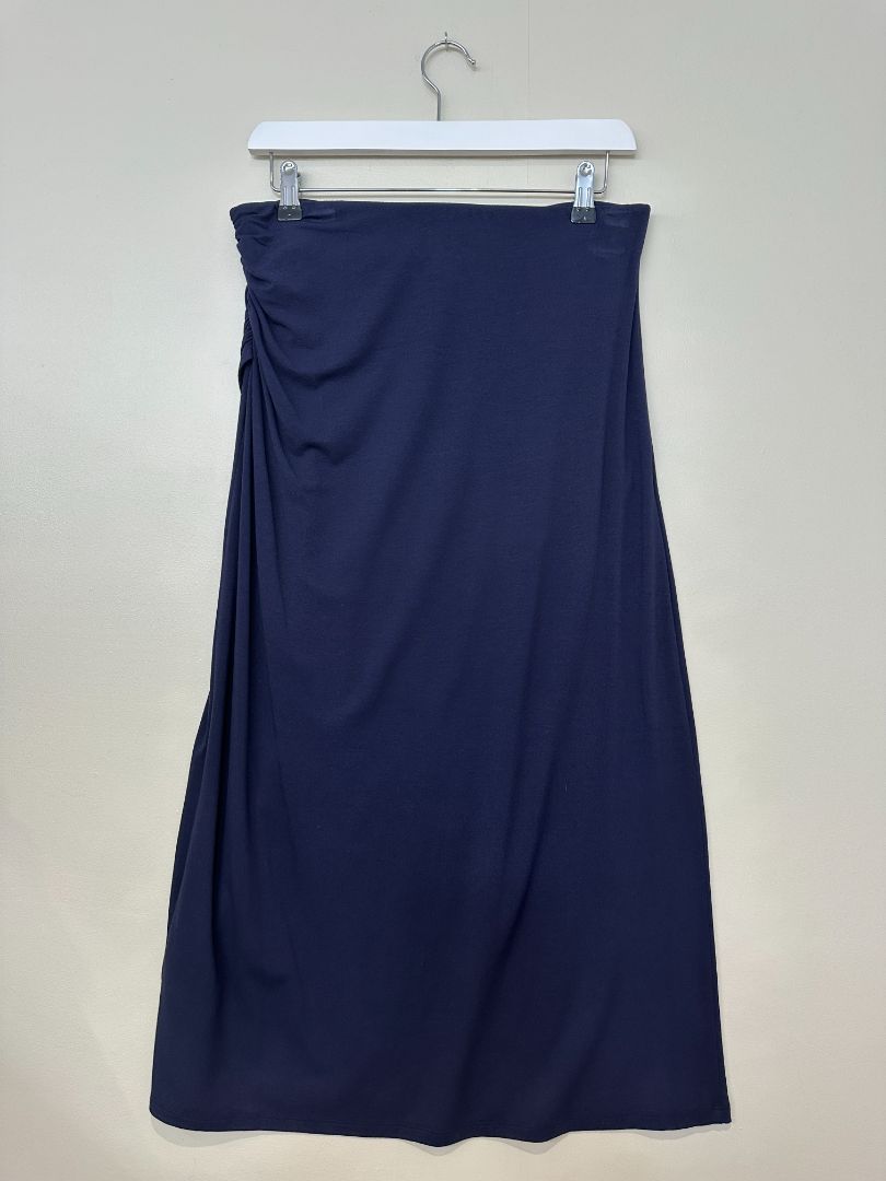 Boden Navy Blue Midi Wrap Gathered Waist Skirt - Size 12