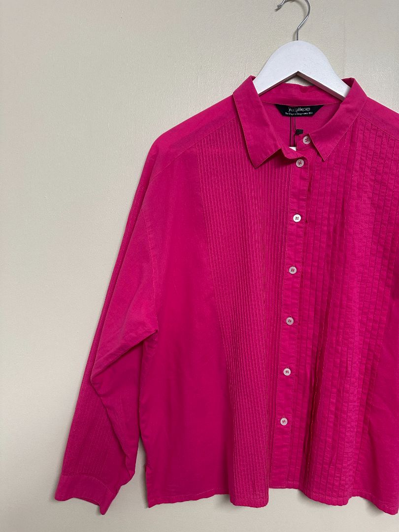 Yacco Marricard Pink Boxy Pintuck Shirt - Size L