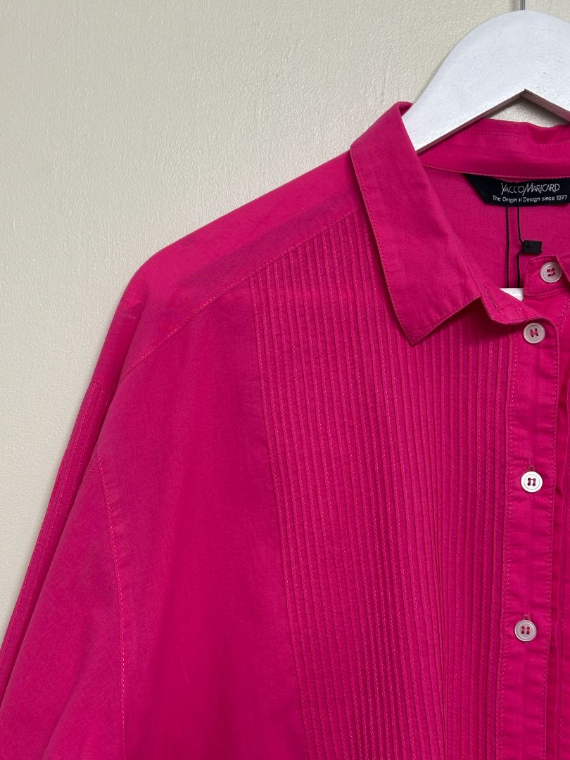 Yacco Marricard Pink Boxy Pintuck Shirt - Size L