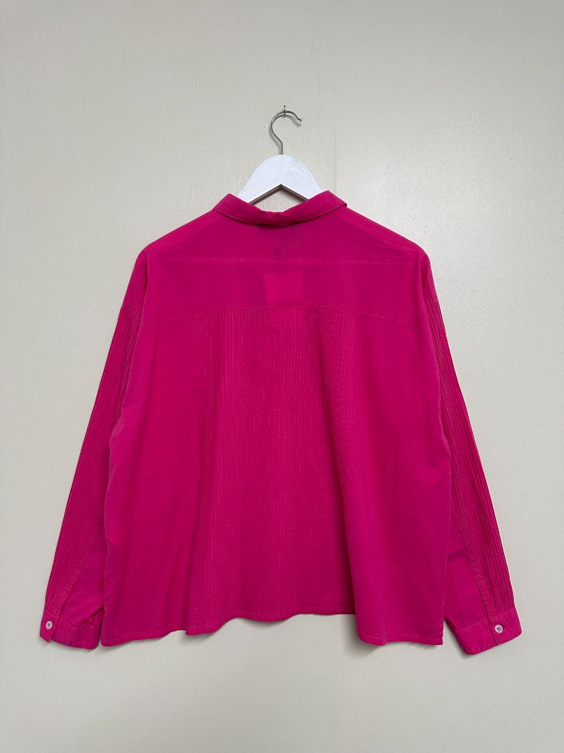 Yacco Marricard Pink Boxy Pintuck Shirt - Size L