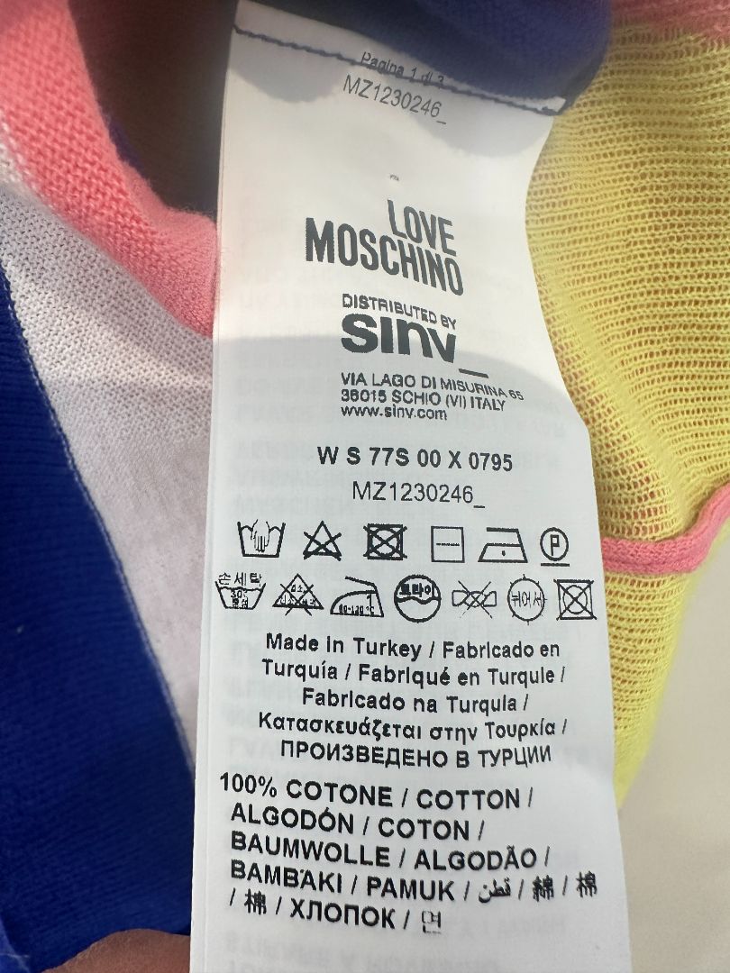 Moschino Blue Midi Knit Logo Dress - Size 14
