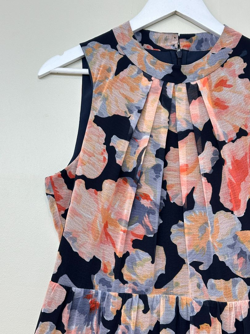 Phase Eight Orange Pink Vora Floral Tiered Maxi Dress - Size 12