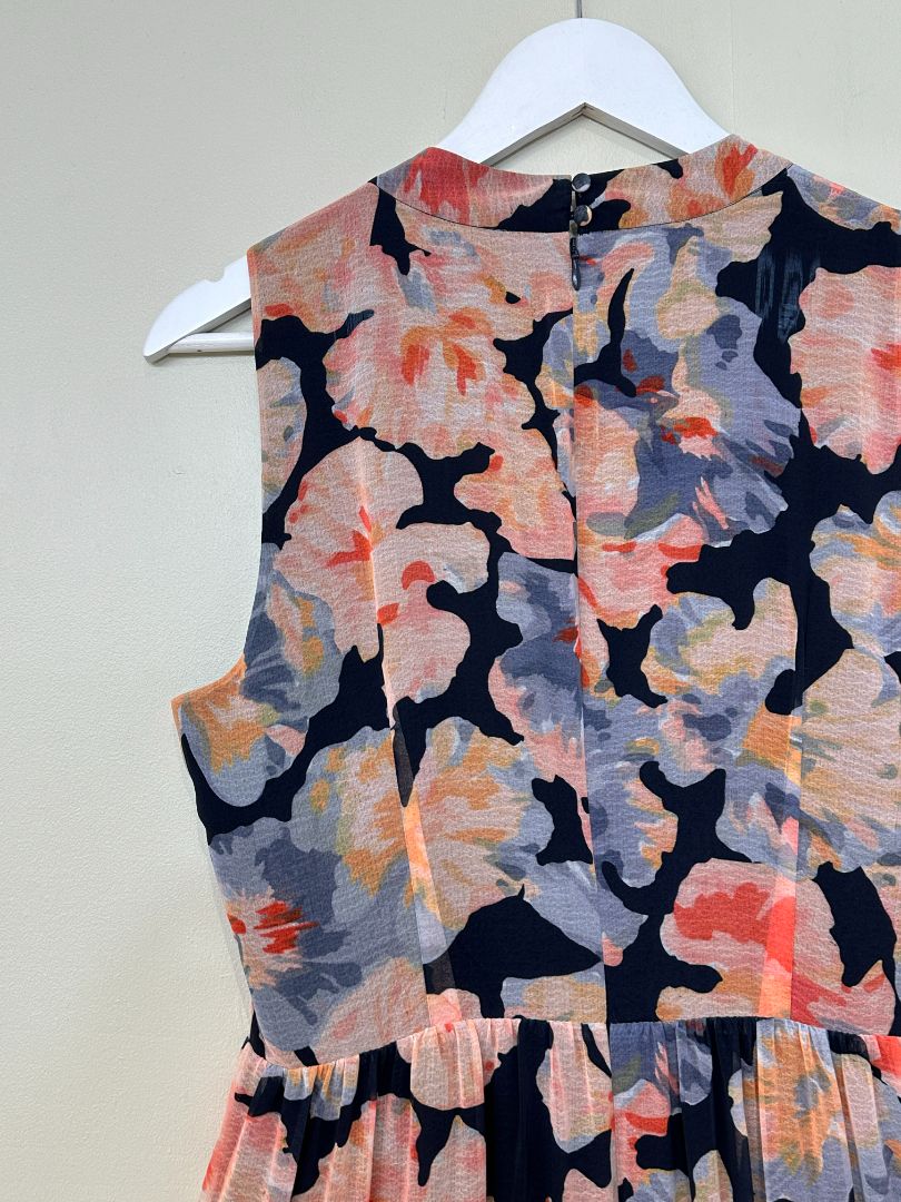 Phase Eight Orange Pink Vora Floral Tiered Maxi Dress - Size 12