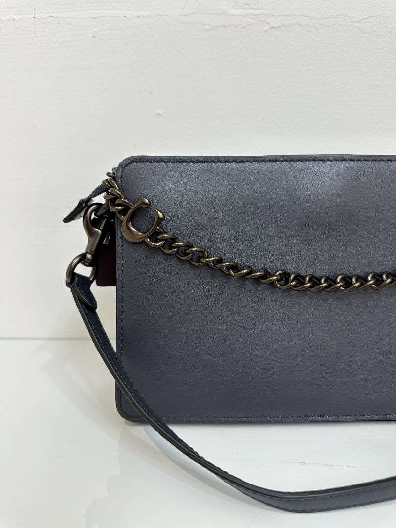 Coach Navy Blue Signature Chain Bag