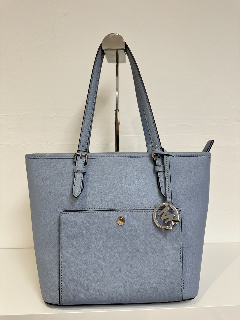 Michael Kors Blue Jet Set Snap Pocket Tote