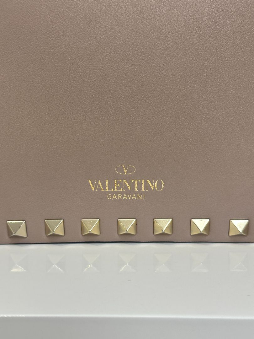 Valentino Taupe Rockstud Small Leather Crossbody Camera Bag