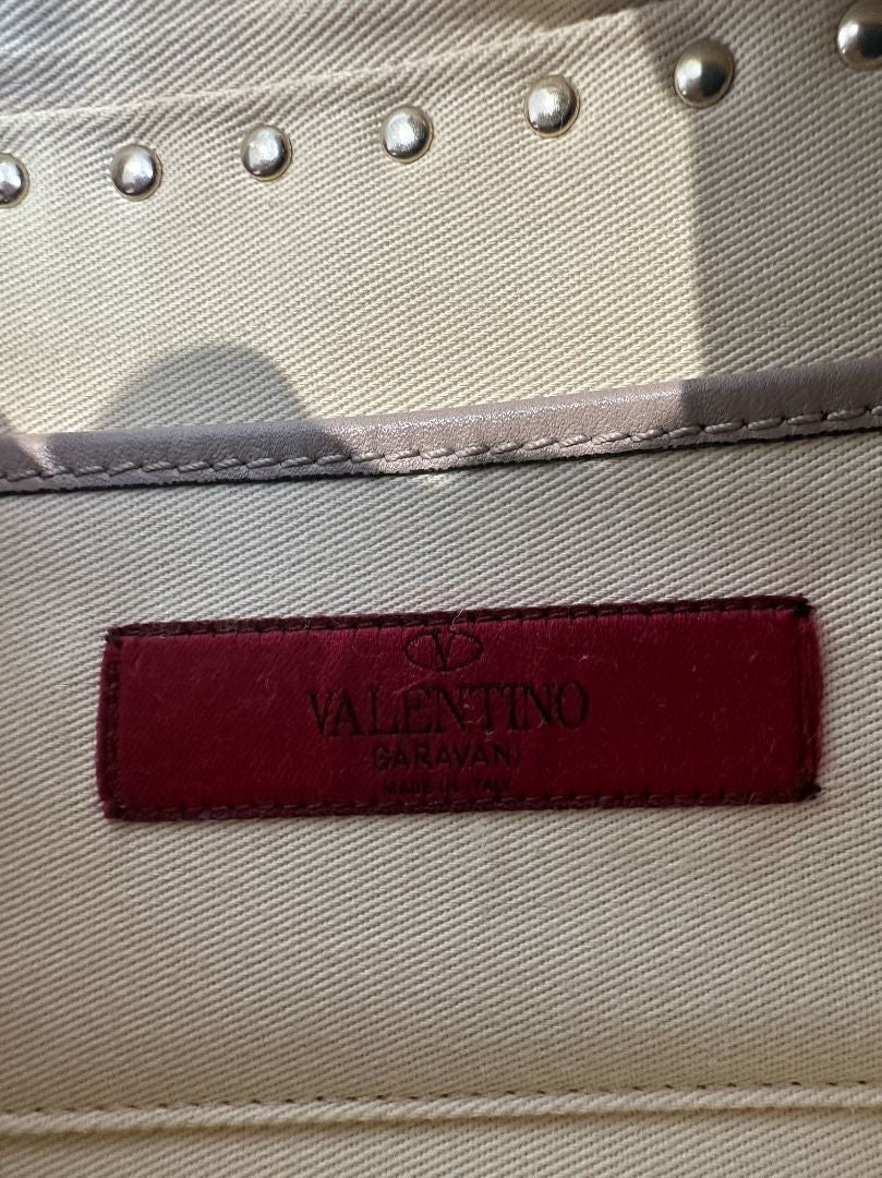 Valentino Taupe Rockstud Small Leather Crossbody Camera Bag