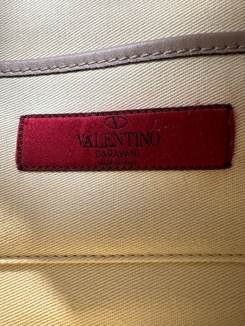 Valentino Taupe Rockstud Small Leather Crossbody Camera Bag