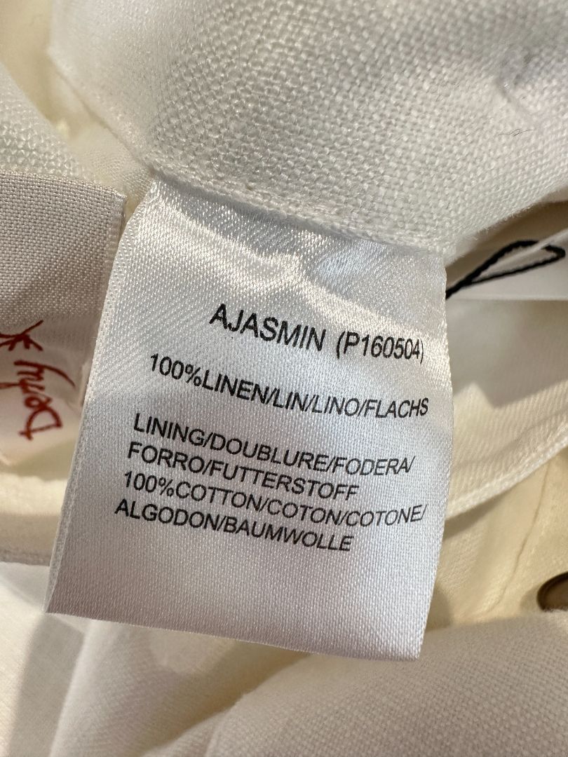 Derhy Cream Ajasmin Wide Leg Linen Trousers - Size S