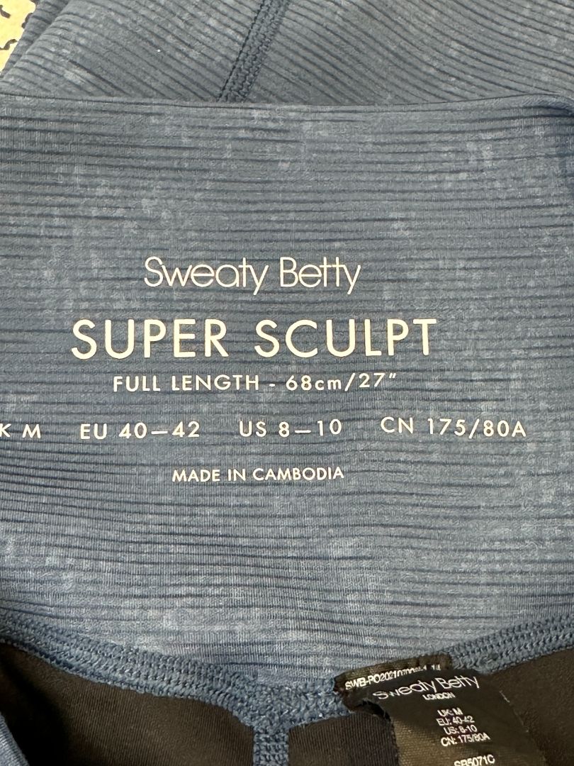 Sweaty Betty Blue Super Sculpt Full Length Leggings - Size M