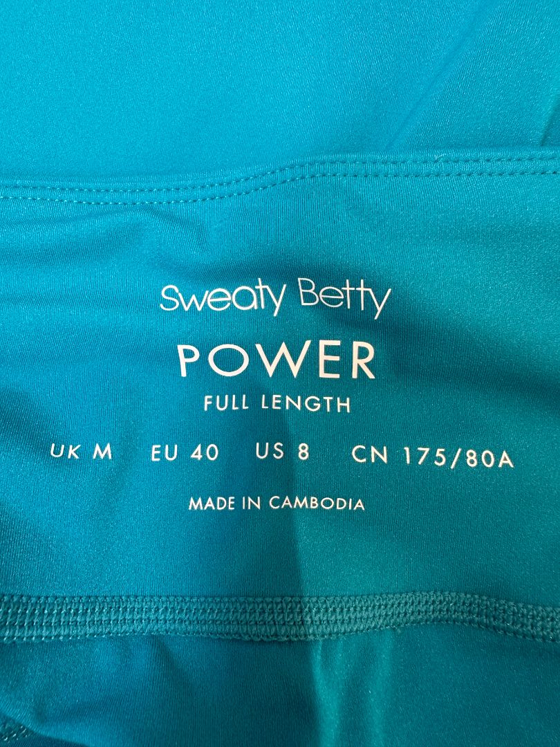 Sweaty Betty Turquoise Power Full Length Leggings - Size M
