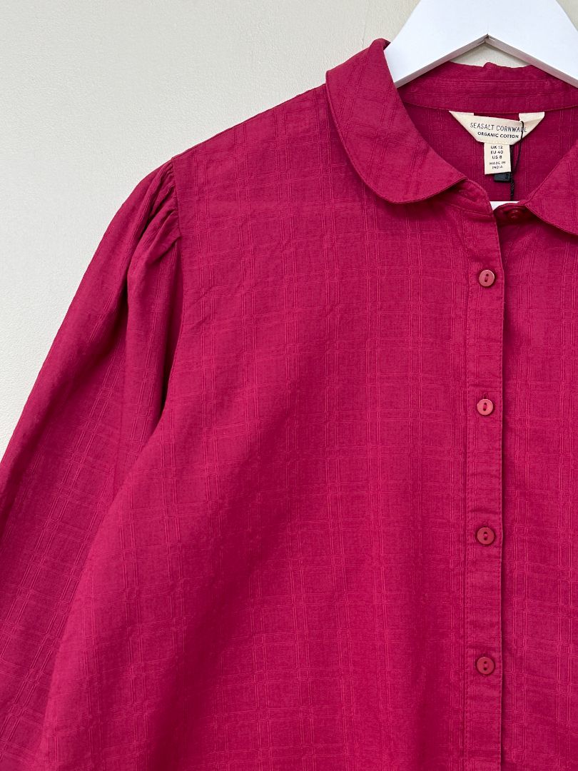Seasalt Raspberry Hope Cottage Check Blouse - Size 12