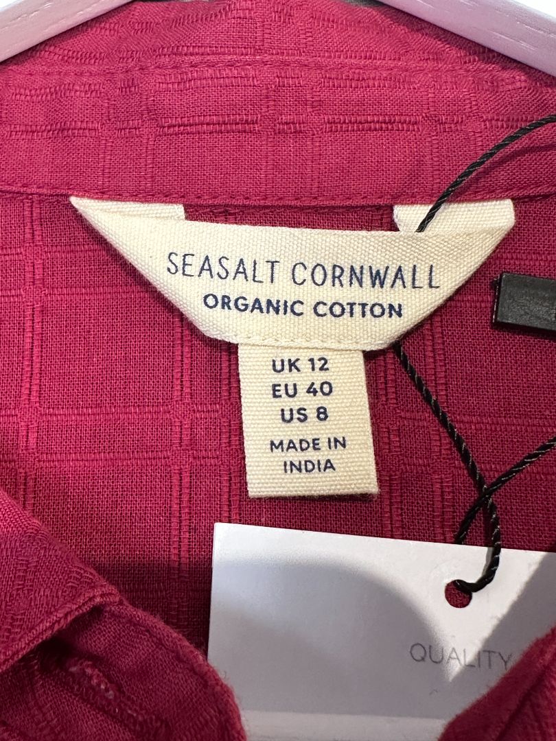 Seasalt Raspberry Hope Cottage Check Blouse - Size 12