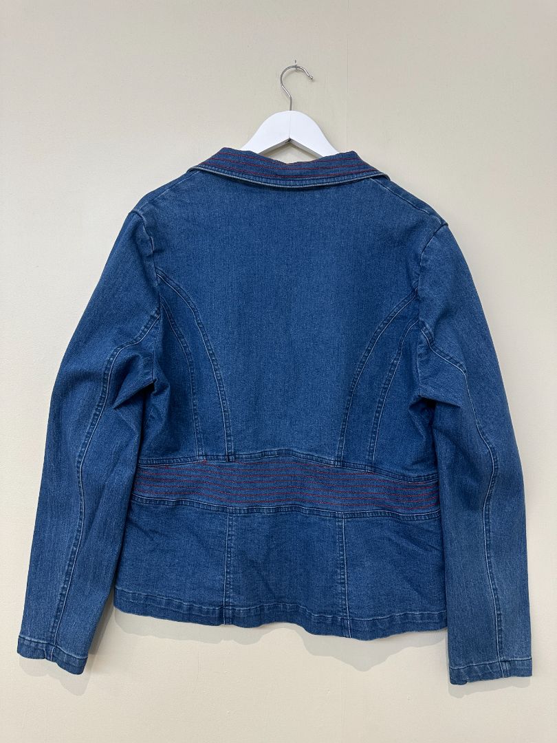 Joe Browns Blue Embroidered Floral Denim Jacket - Size 16