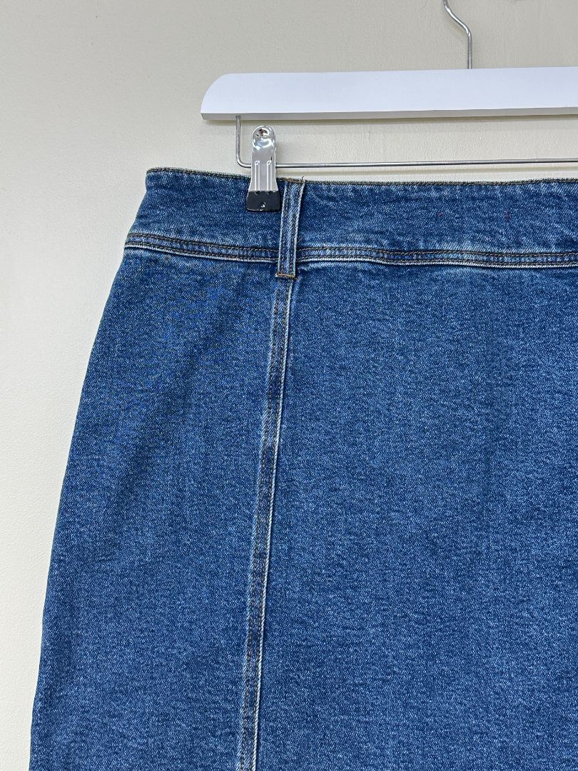 Joe Browns Blue Embroidered Floral Denim Skirt - Size 16