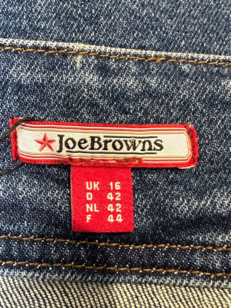 Joe Browns Blue Embroidered Floral Denim Skirt - Size 16