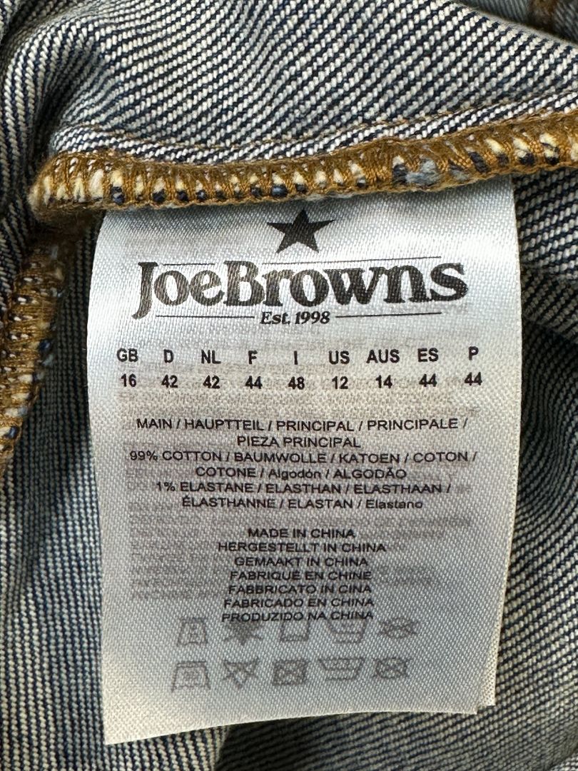 Joe Browns Blue Embroidered Floral Denim Skirt - Size 16