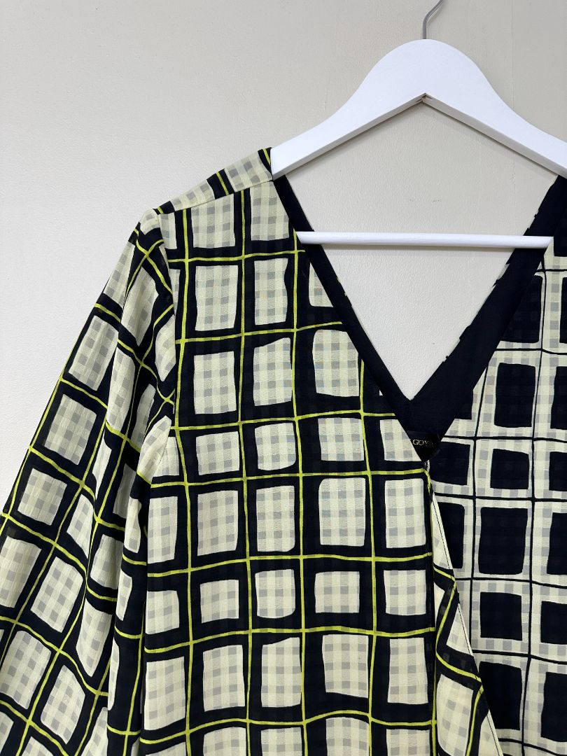 Stine Goya Black Yellow Polly Check Dress - Size S
