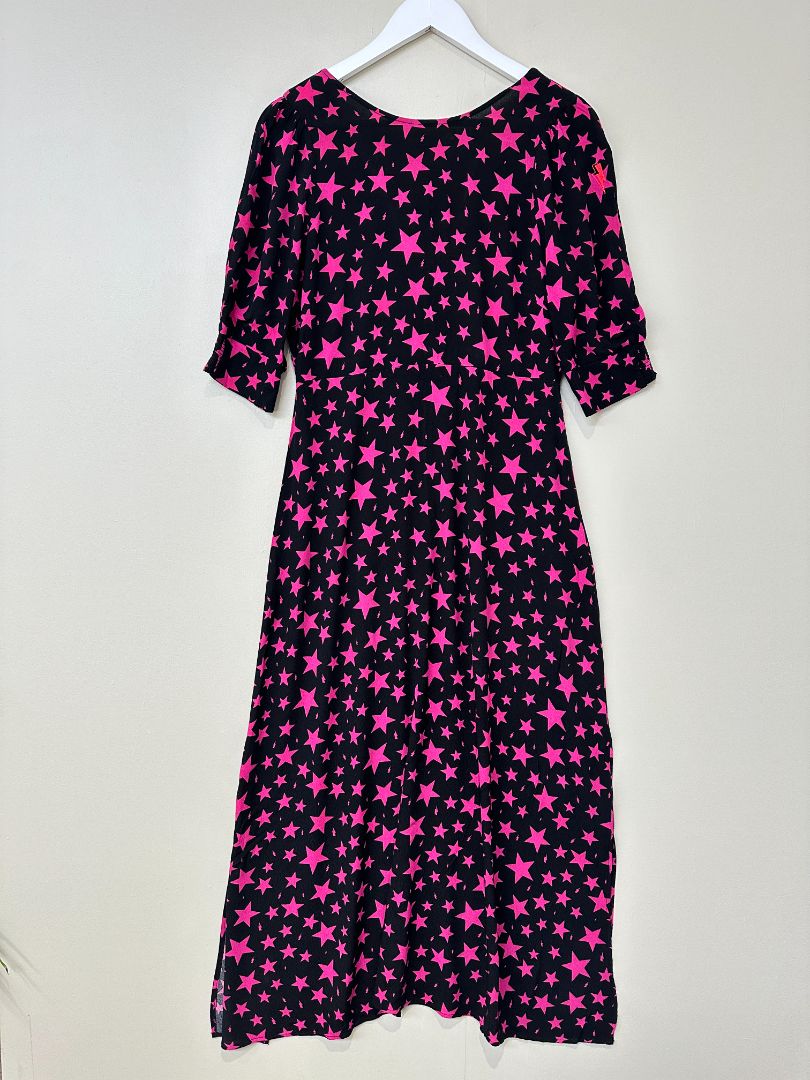 Scamp & Dude Black Pink Star Midi Dress - Size 12