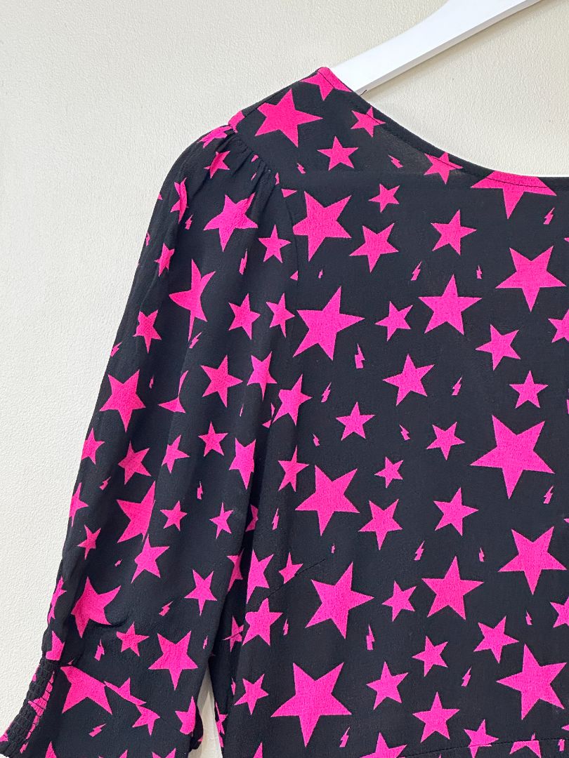 Scamp & Dude Black Pink Star Midi Dress - Size 12