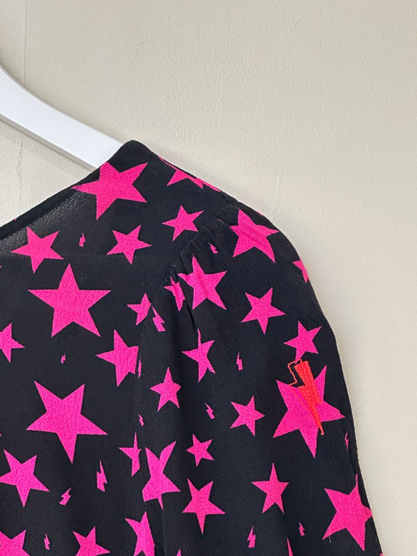 Scamp & Dude Black Pink Star Midi Dress - Size 12