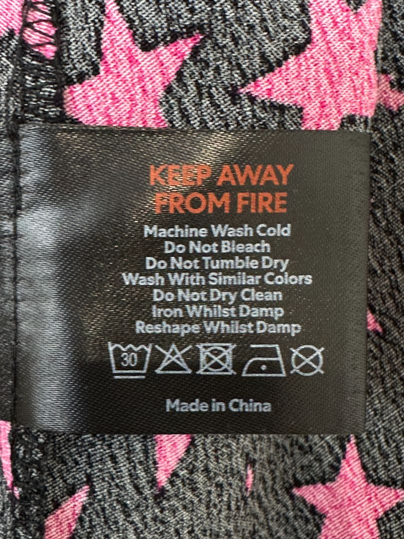 Scamp & Dude Black Pink Star Midi Dress - Size 12