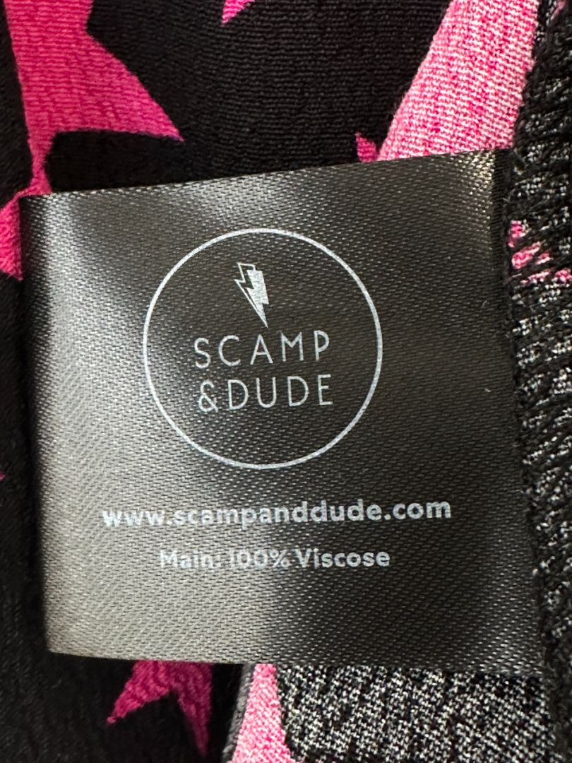 Scamp & Dude Black Pink Star Midi Dress - Size 12