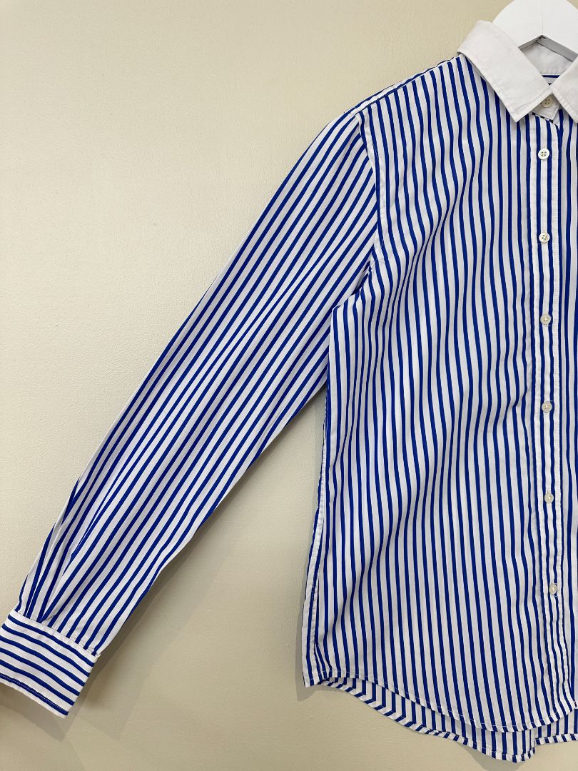 Lauren Ralph Lauren Blue White Striped Shirt - Size 10