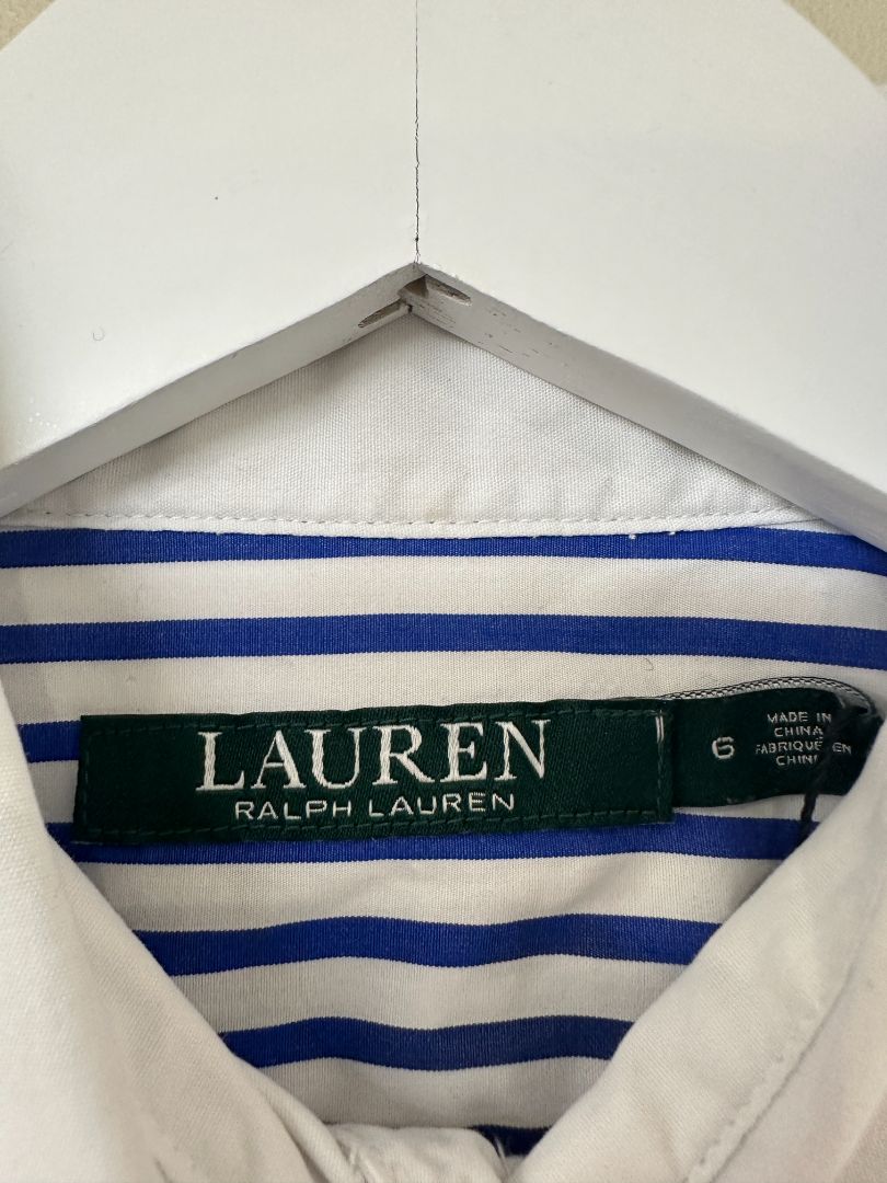 Lauren Ralph Lauren Blue White Striped Shirt - Size 10