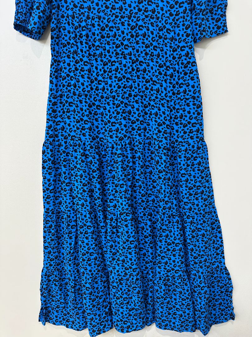 Scamp & Dude Blue Black Animal Print Midi Dress - Size 18