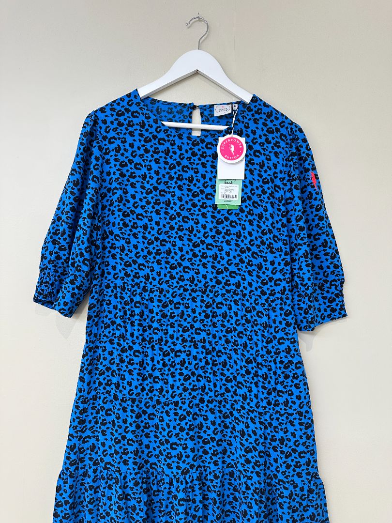 Scamp & Dude Blue Black Animal Print Midi Dress - Size 18