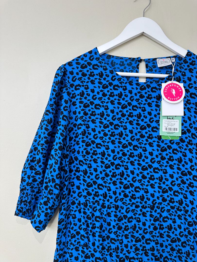 Scamp & Dude Blue Black Animal Print Midi Dress - Size 18