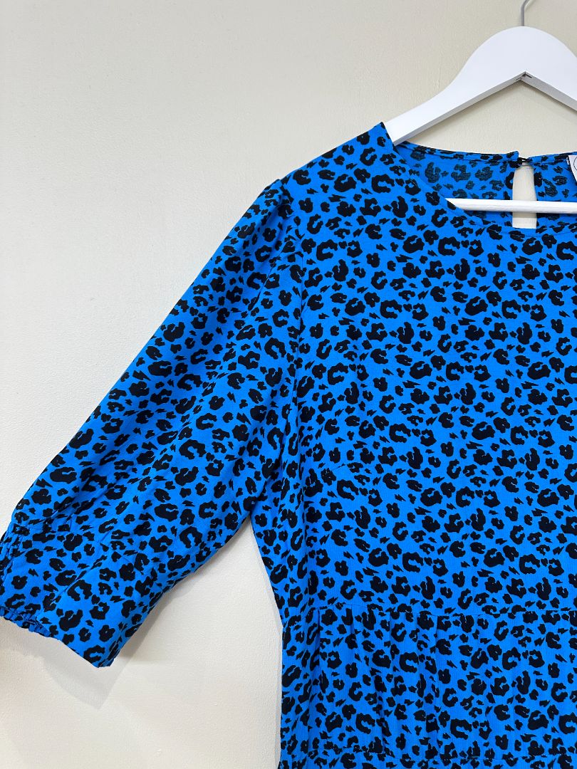 Scamp & Dude Blue Black Animal Print Midi Dress - Size 18
