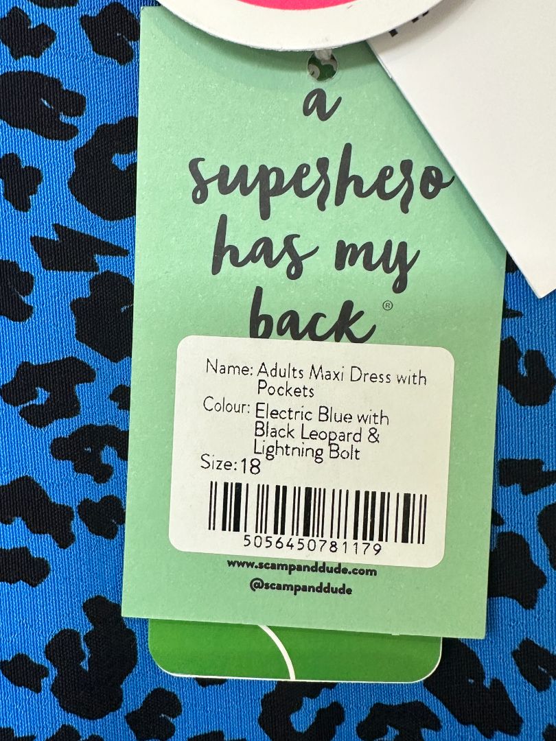 Scamp & Dude Blue Black Animal Print Midi Dress - Size 18