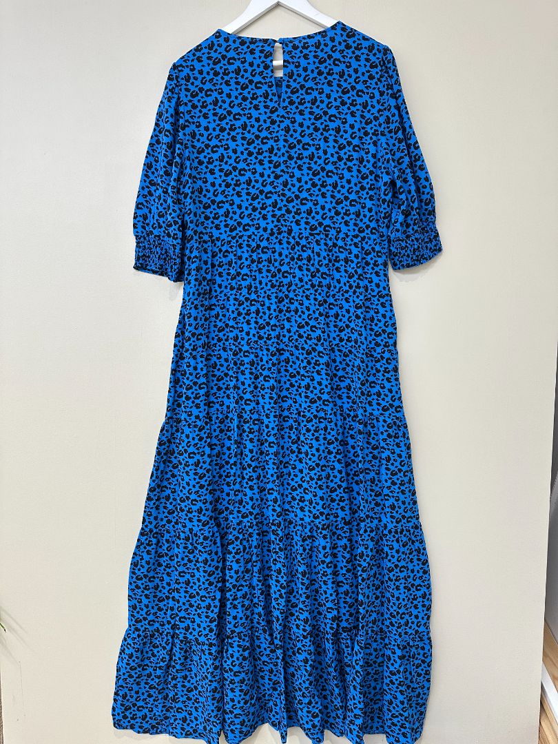 Scamp & Dude Blue Black Animal Print Midi Dress - Size 18