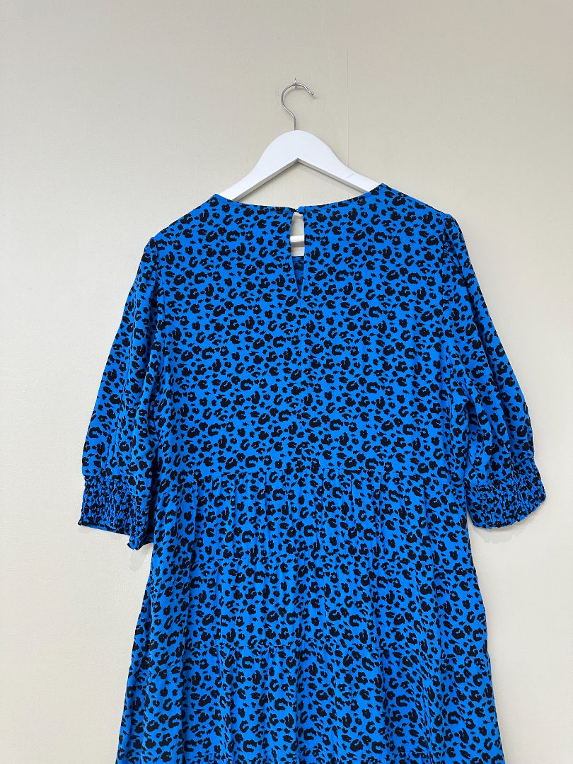Scamp & Dude Blue Black Animal Print Midi Dress - Size 18