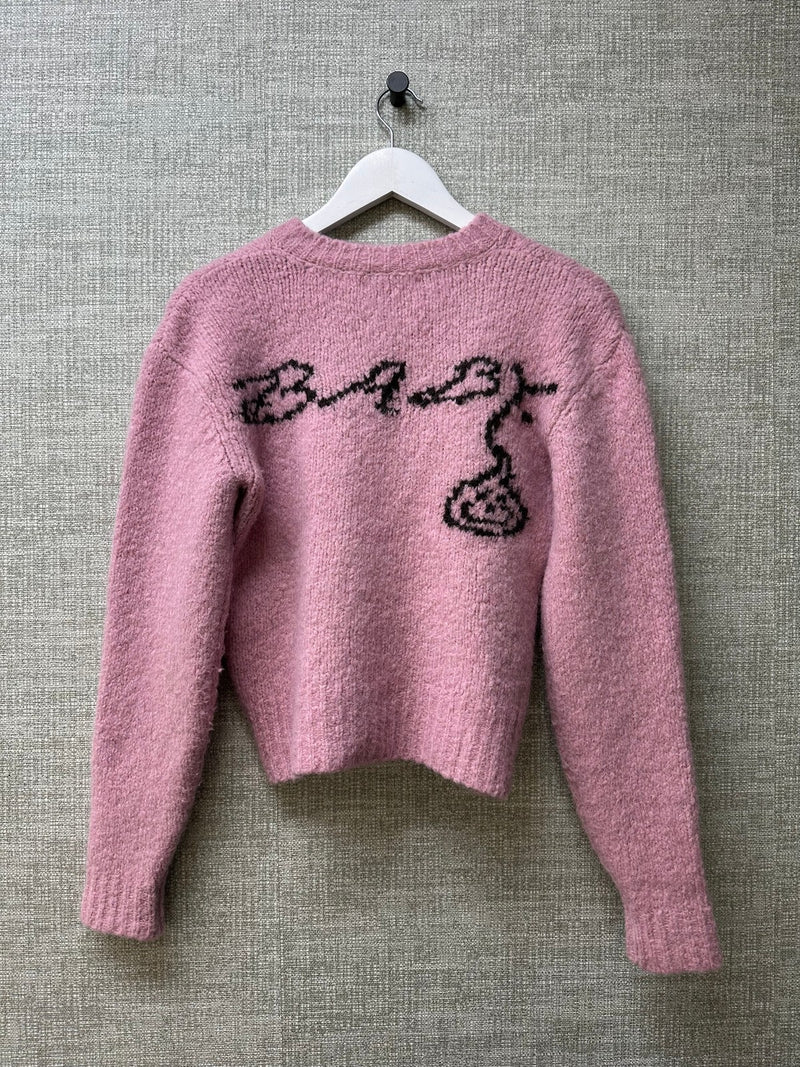 Paloma Pink Wool Alpaca Blend Baby V-Neck Knit Jumper - Size S