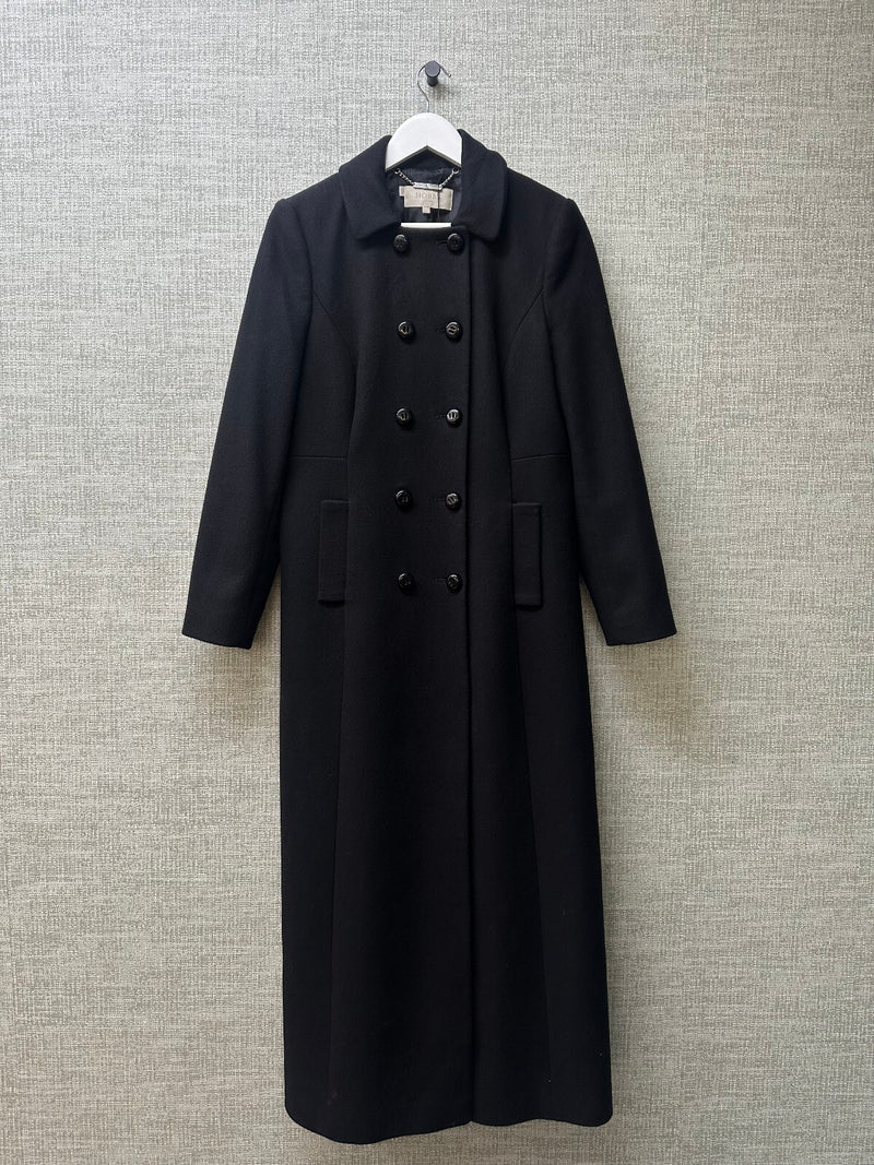 Hobbs Black Wool Double Breasted Long Sleeve Over Coat Size 12