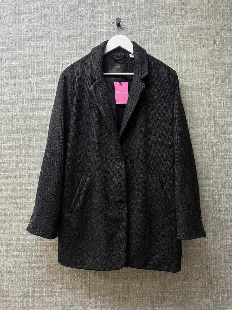 Levi's Black Wool Herringbone Classic Blazer Oversized Coat Size L