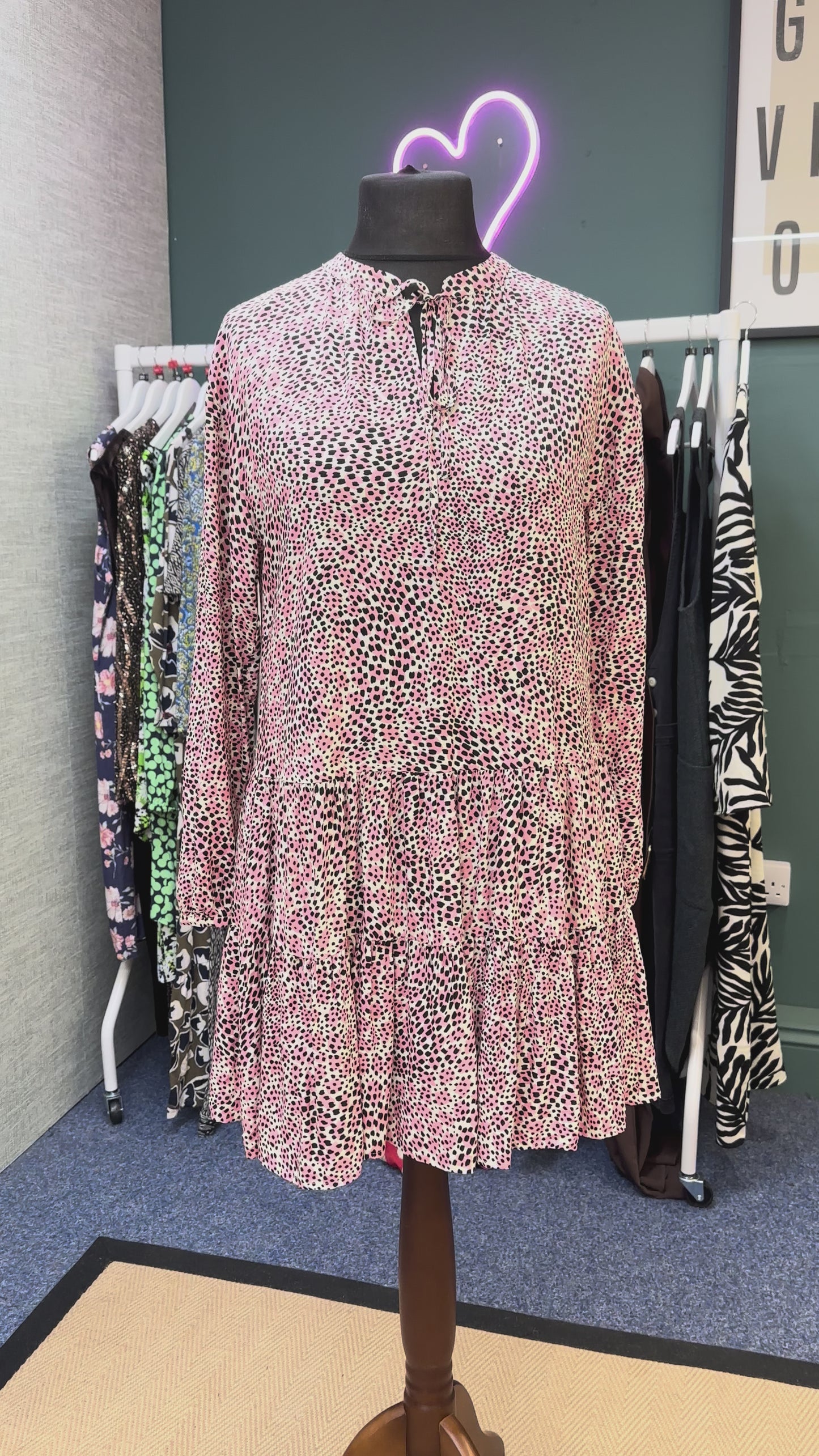 Hush Pink Mix Ferdi Spotty Smock Dress, Size 10