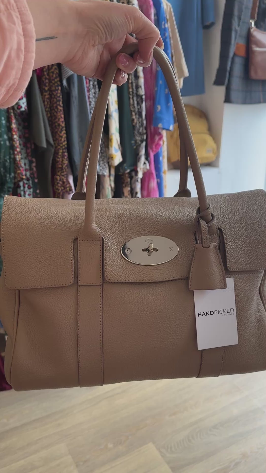 Mulberry Putty Bayswater with Silver Hardware