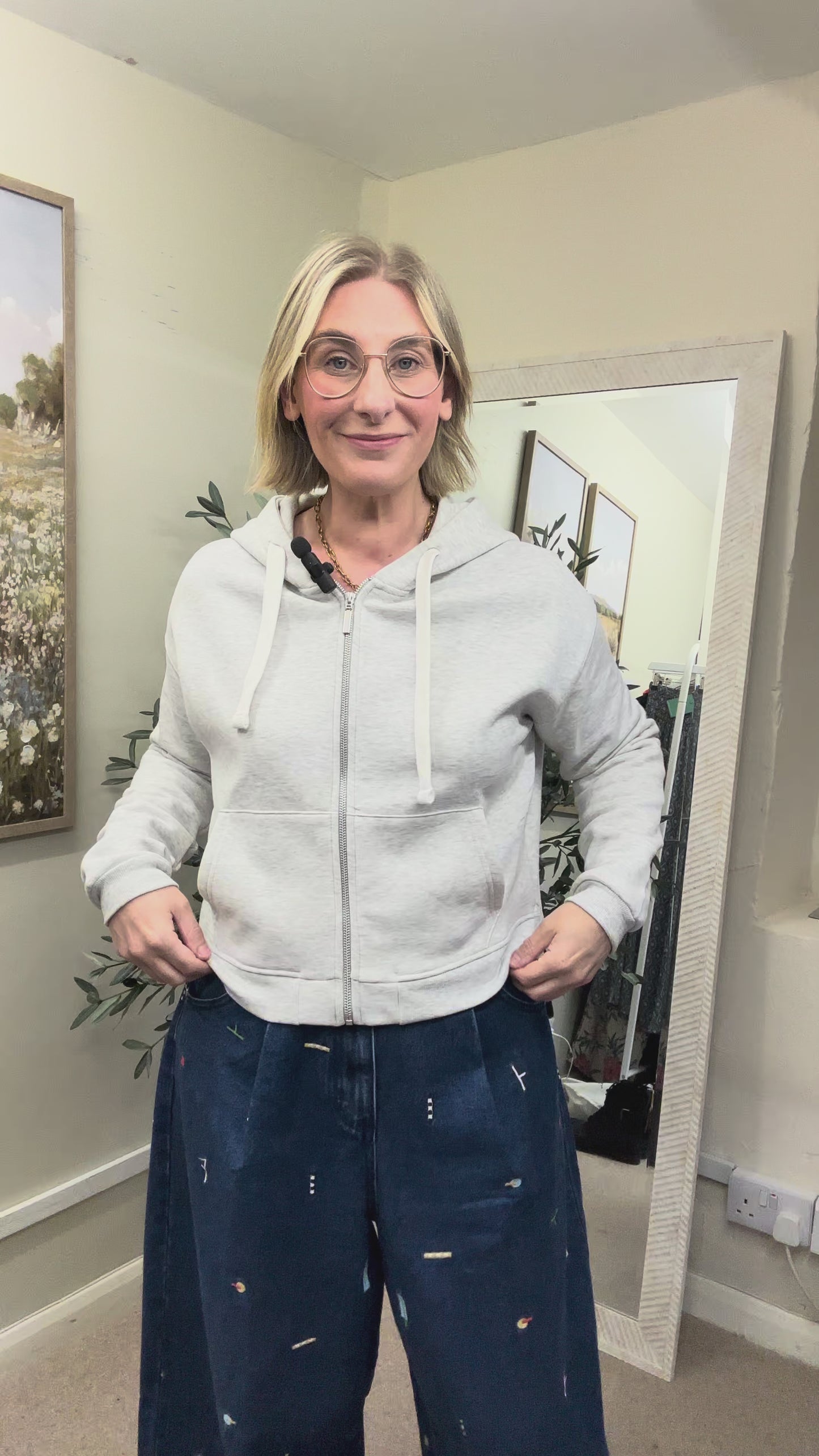 Mint Velvet Grey Jersey Boxy Zip Front Hoodie Jacket, Size M